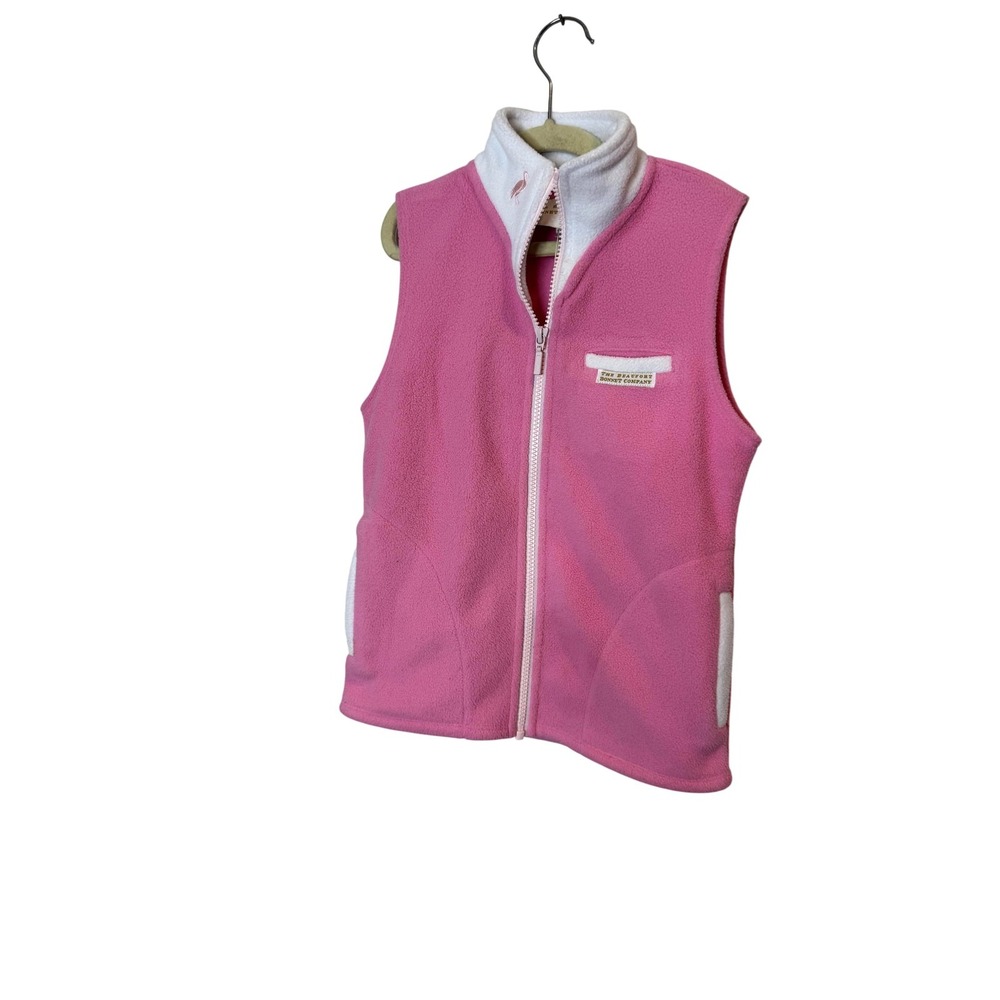 The Beaufort Bonnet Company Vest Girls 7 Pink Fleece Full Zip Stand Collar